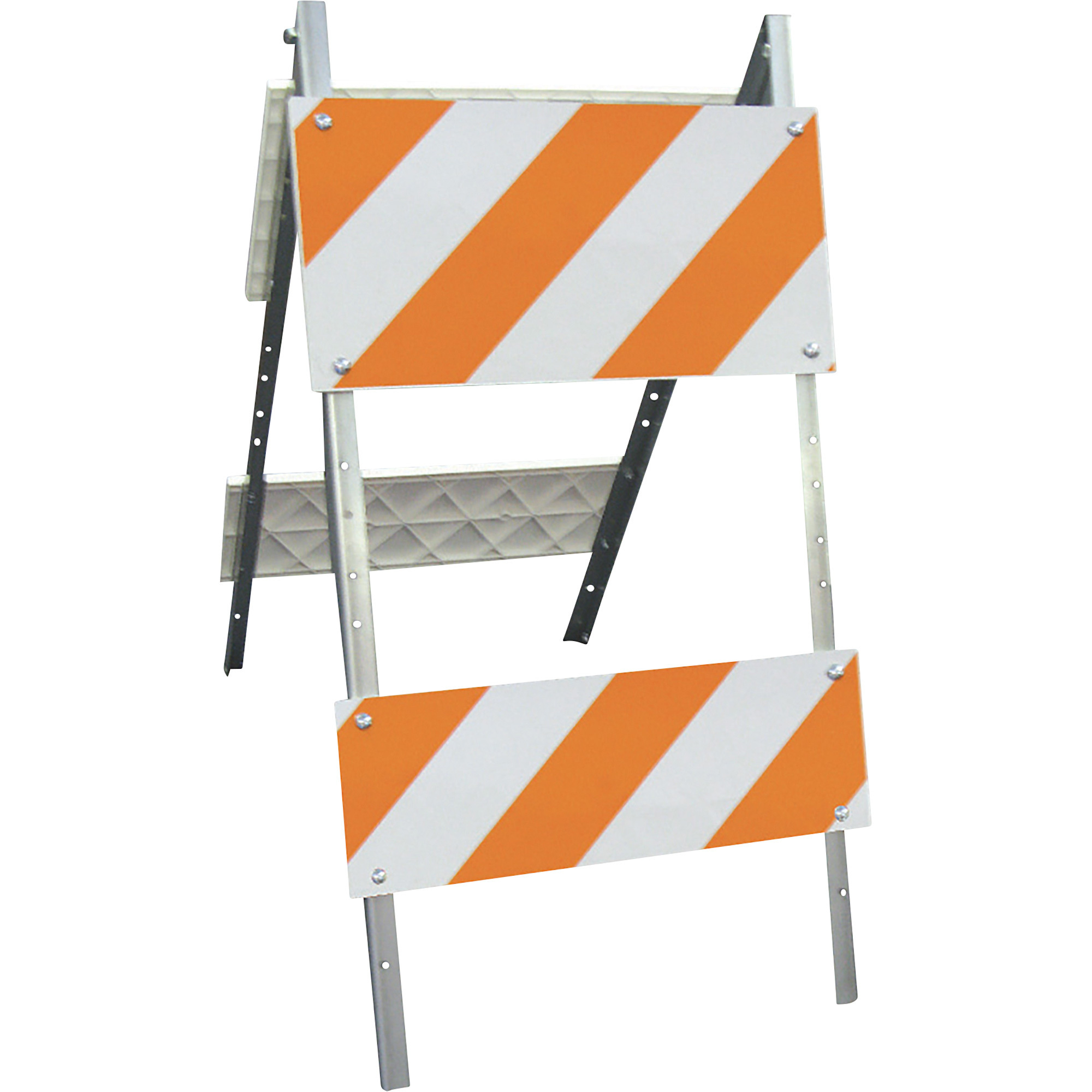 Plasticade Combocade Type II High Intensity Prismatic Steel Leg/Plastic Board Barricade, Orange, Model# 105G-T12HIPB8HIP